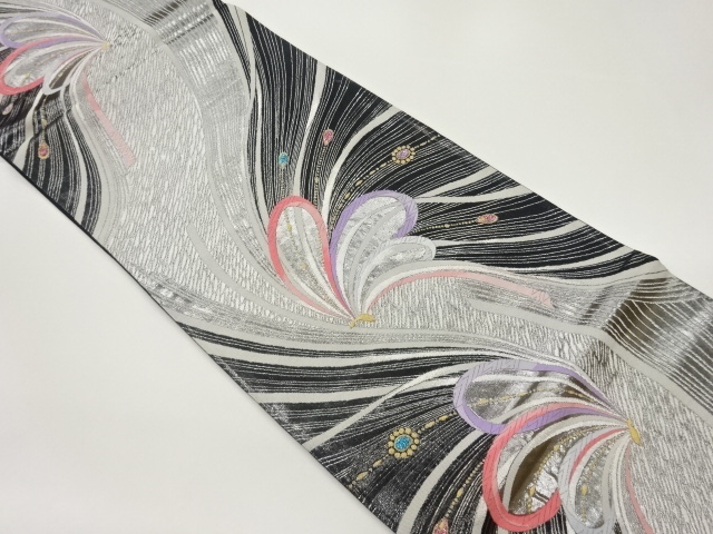 JAPANESE FUKURO OBI / WOVEN ABSTRACT BUTTERFLY